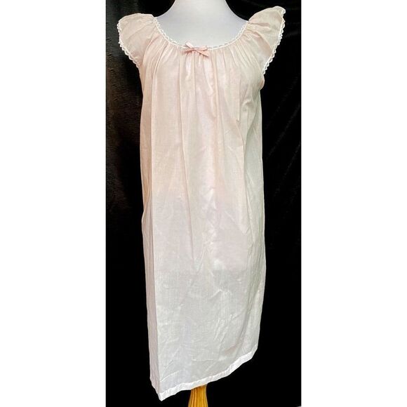 Carriage Court Vintage Pink Nightgown & Robe Set Sz S Eyelet Lace Ribbon Detail - Picture 5 of 8